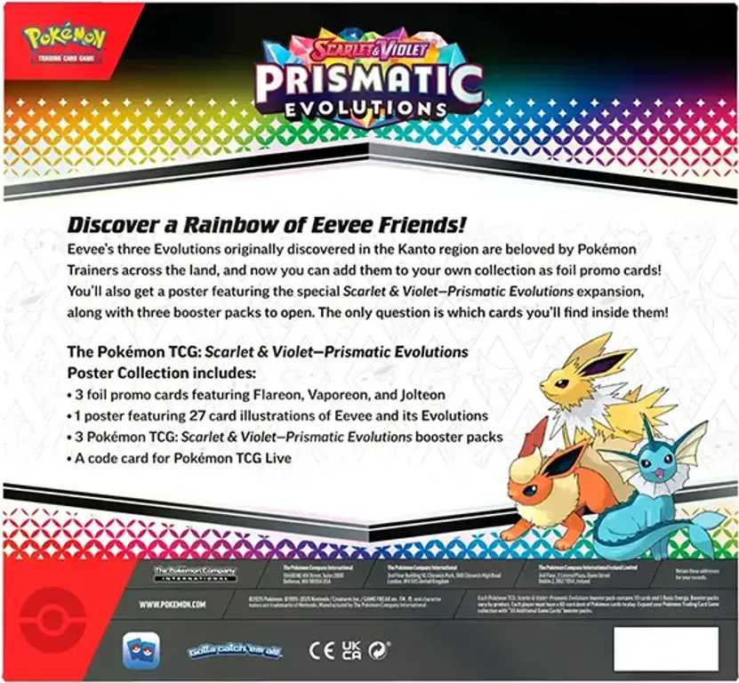 Pokémon TCG: Scarlet & Violet - Prismatic Evolutions Poster Collection achterkant van de doos