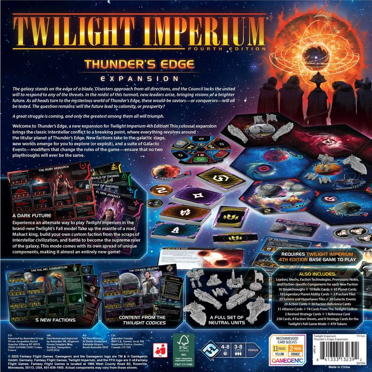Twilight Imperium: Fourth Edition – Thunder's Edge parte posterior de la caja