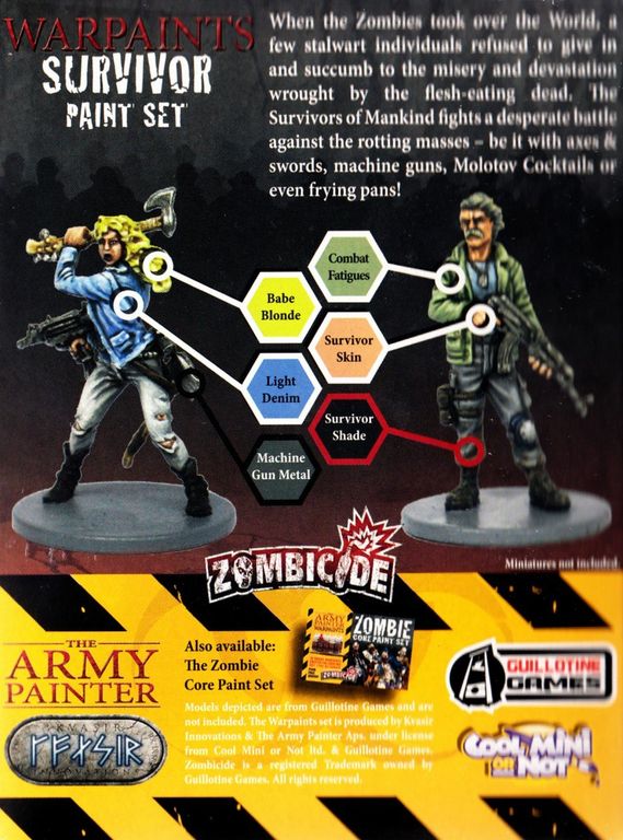 Zombicide Survivor Paint Set back of the box