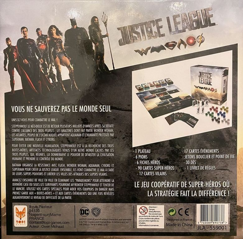 Justice League parte posterior de la caja