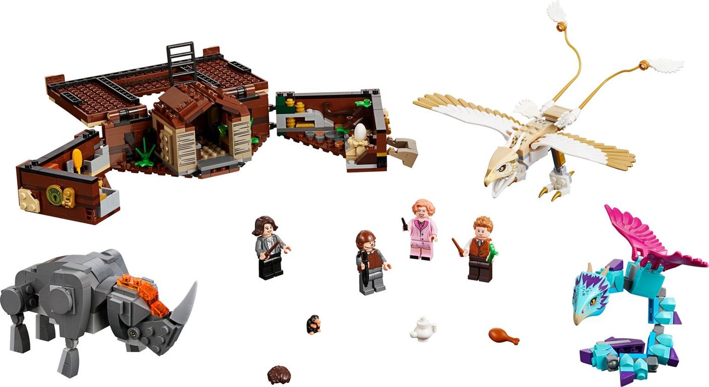 LEGO® Harry Potter™ Newt Scamander Suitcase Kit components