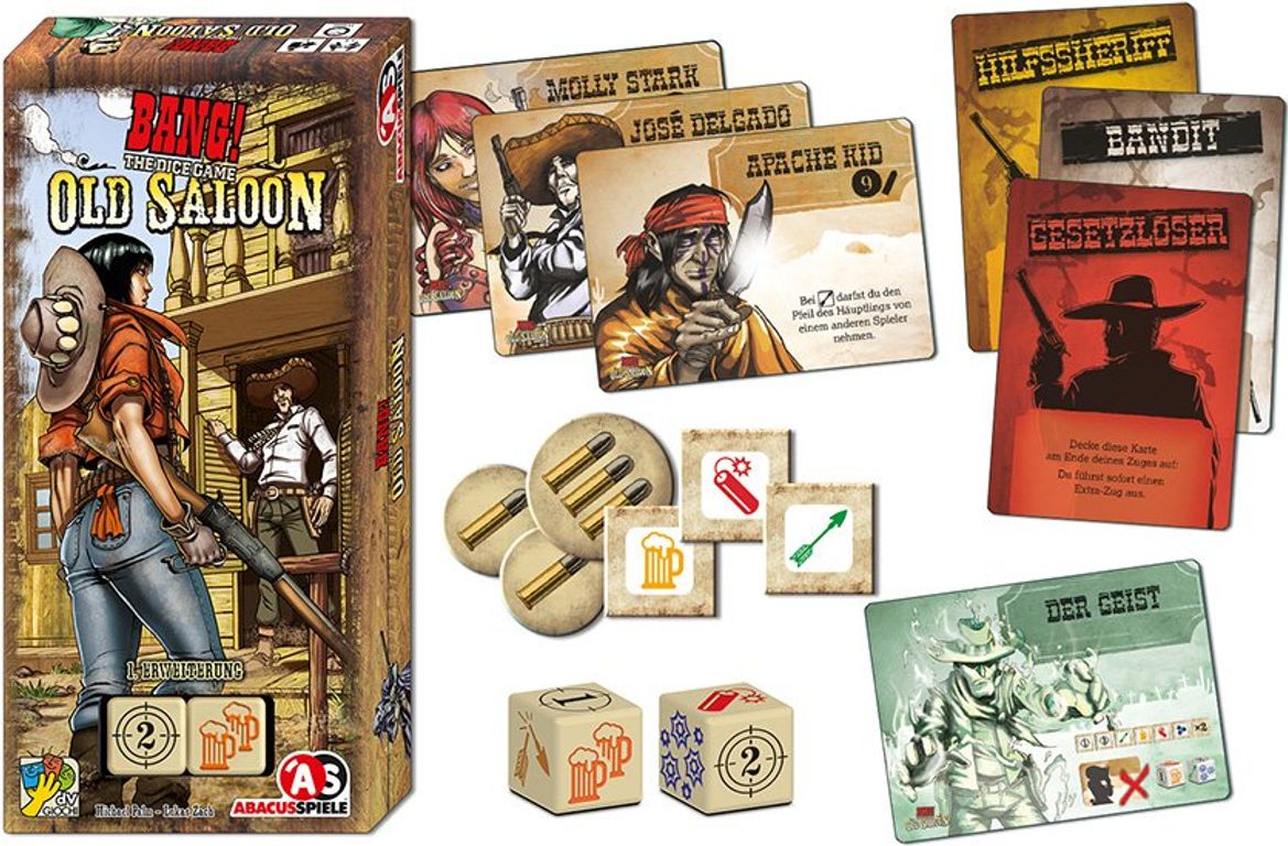 BANG! The Dice Game - Old Saloon components