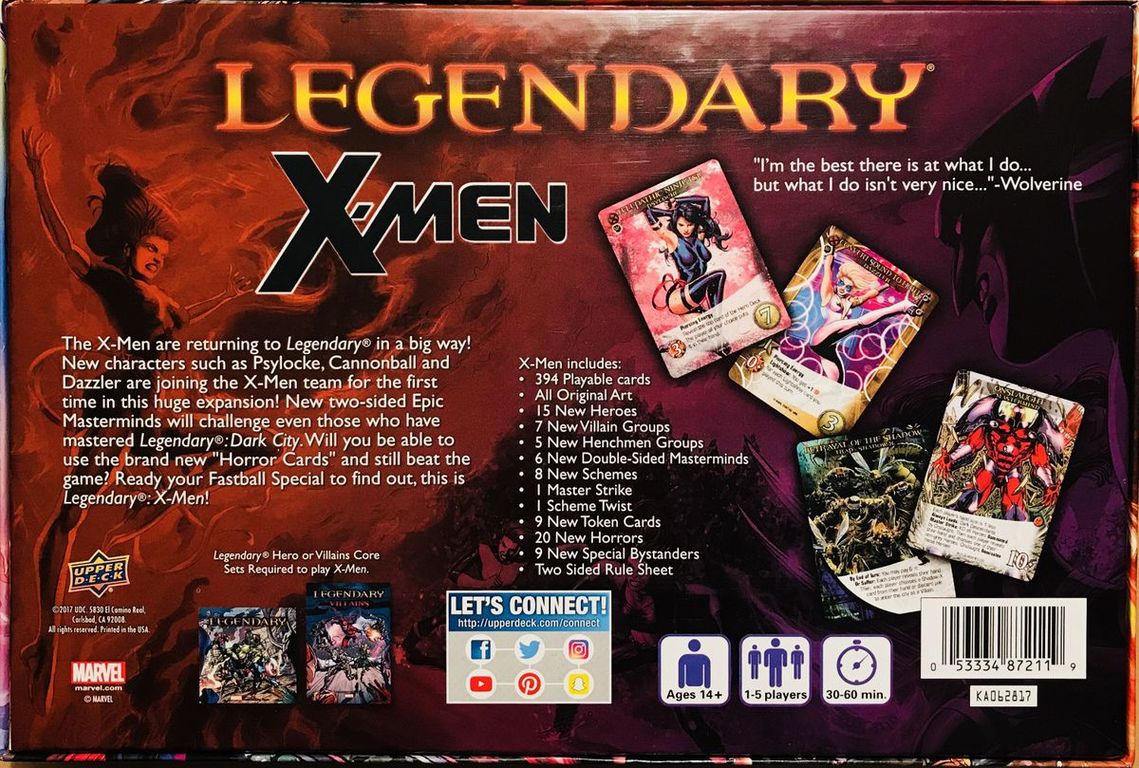 Legendary: X-Men rückseite der box