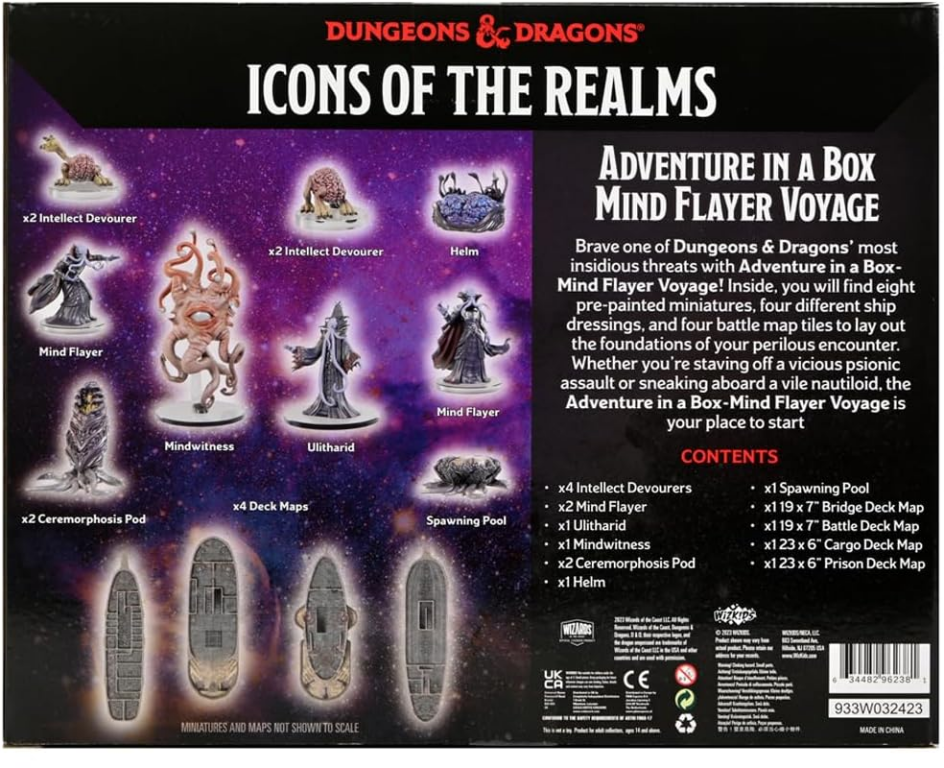 Dungeons & Dragons Icons Adventure in a Box: Mind Flayer Voyage parte posterior de la caja