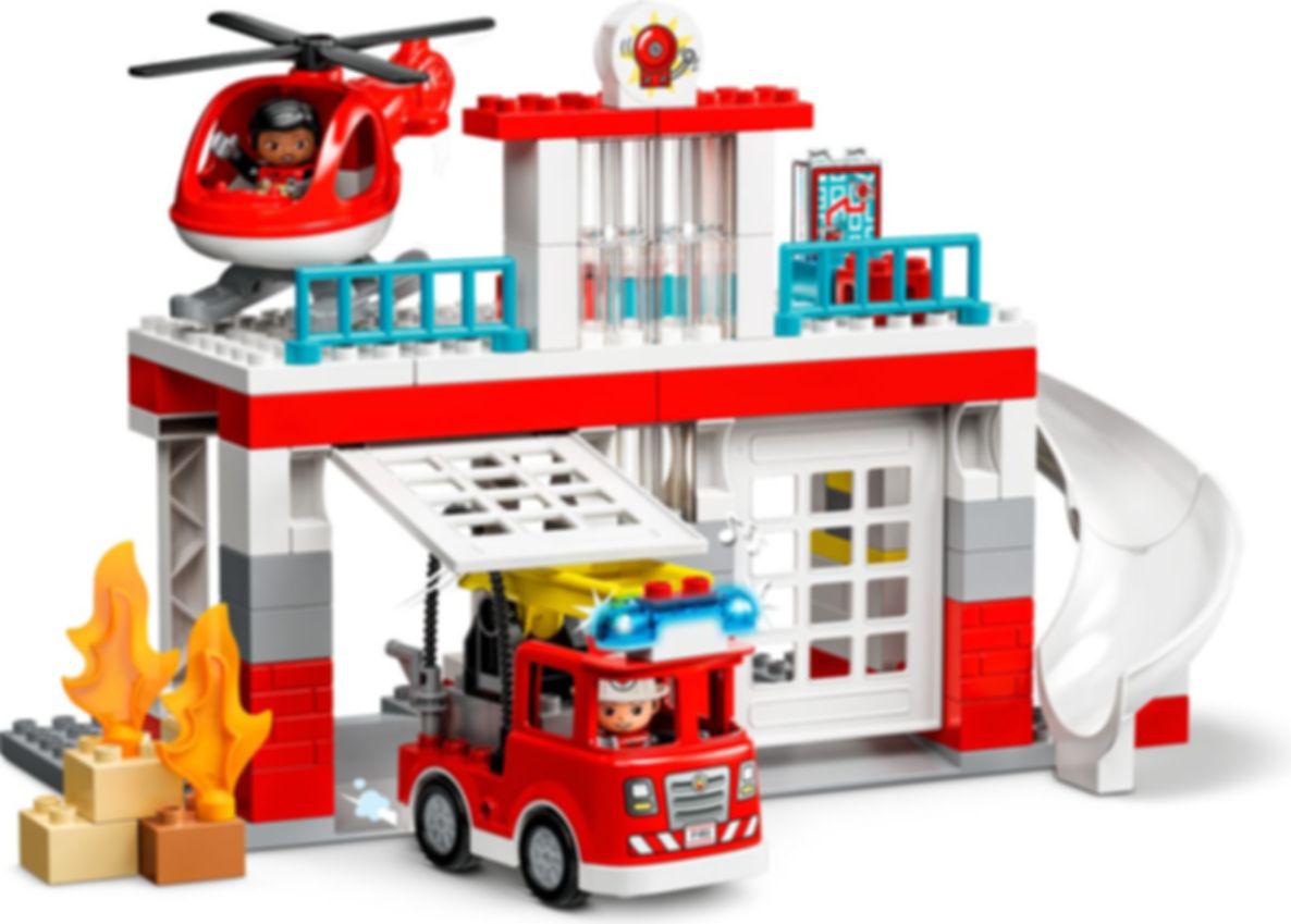 LEGO® DUPLO® La caserne et l’hélicoptère des pompiers speelwijze