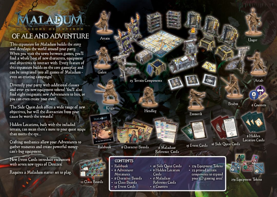 Maladum: Of Ale and Adventure Expansion back of the box