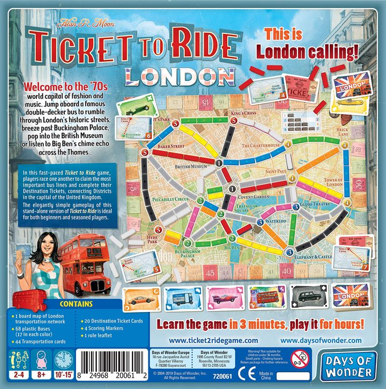 Ticket to Ride: London back of the box