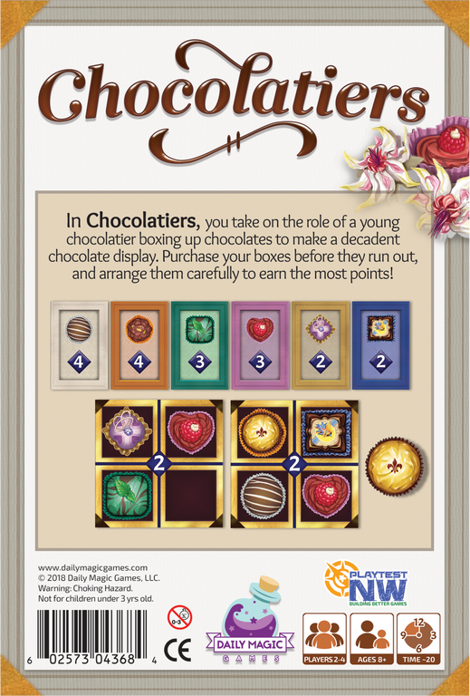 Chocolatiers back of the box
