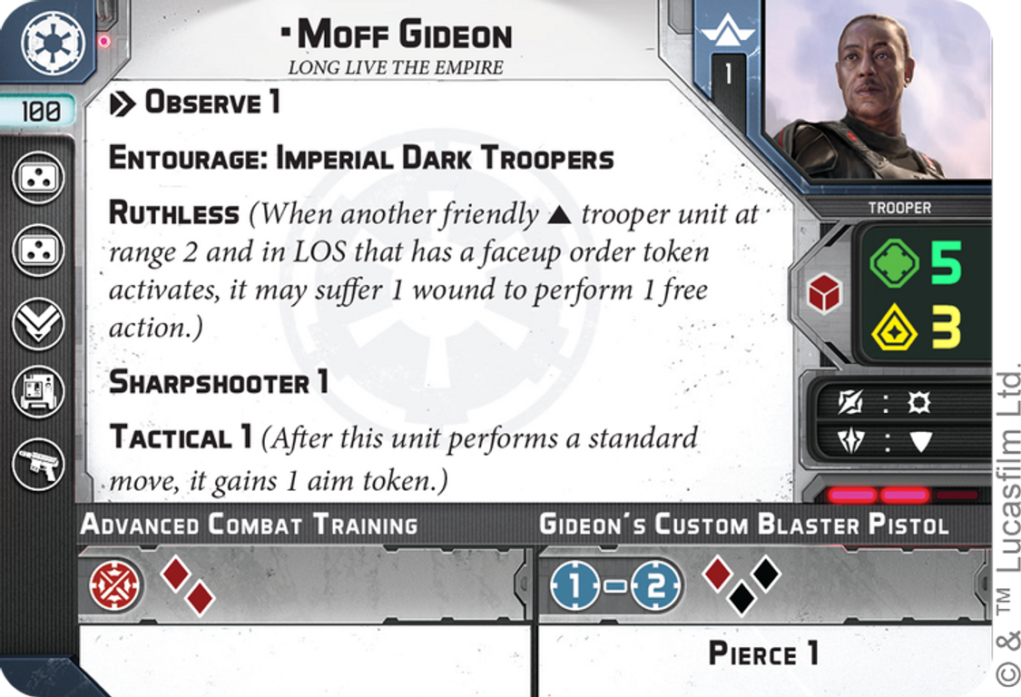 Star Wars: Legion – Moff Gideon Commander Expansion card