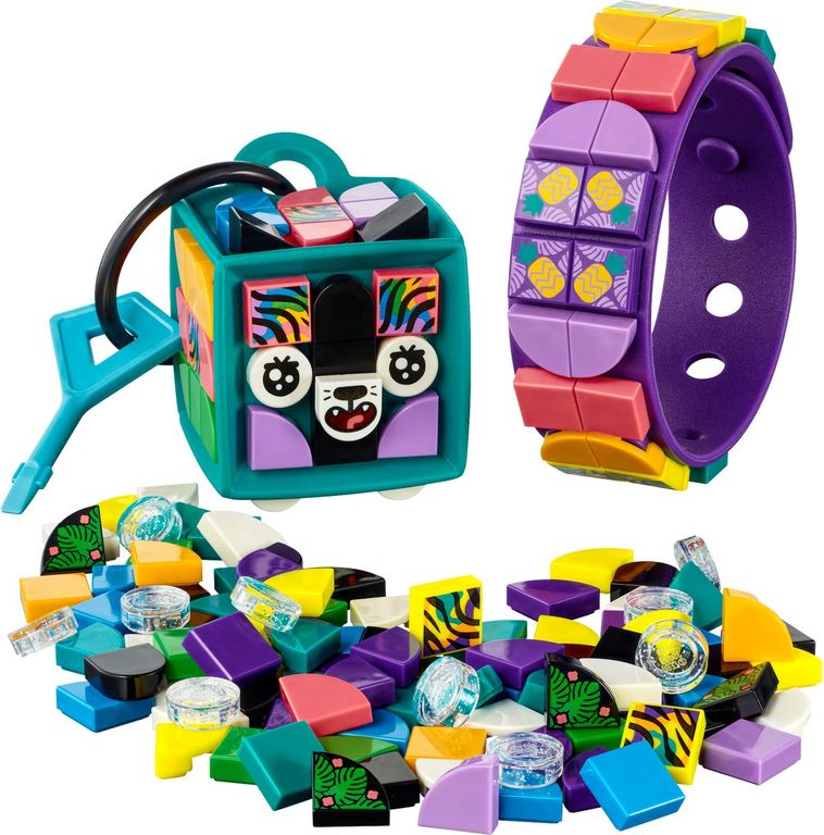 LEGO® DOTS Neon Tiger Bracelet & Bag Tag components
