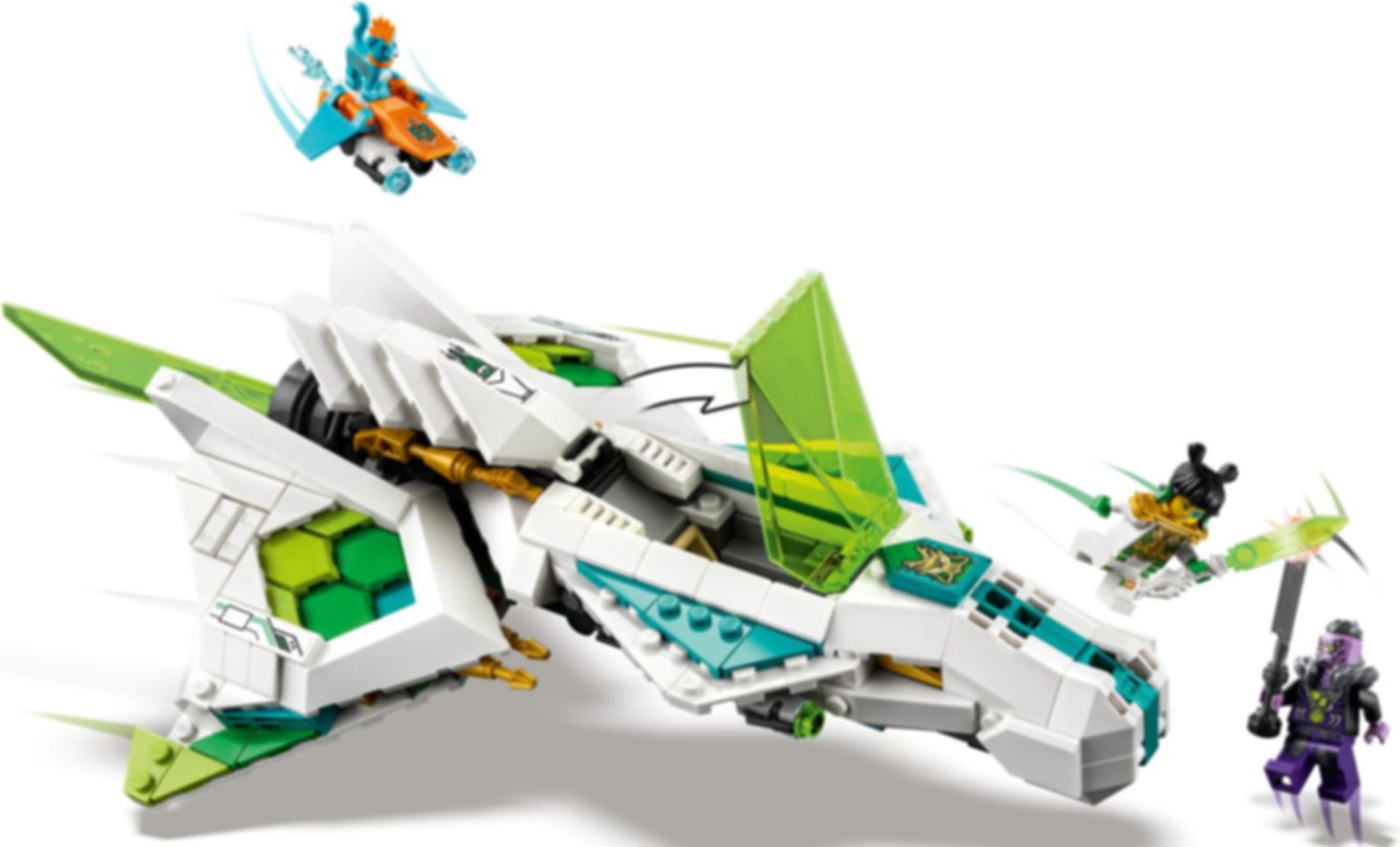 LEGO® Monkie Kid Le jet Cheval-Dragon blanc gameplay