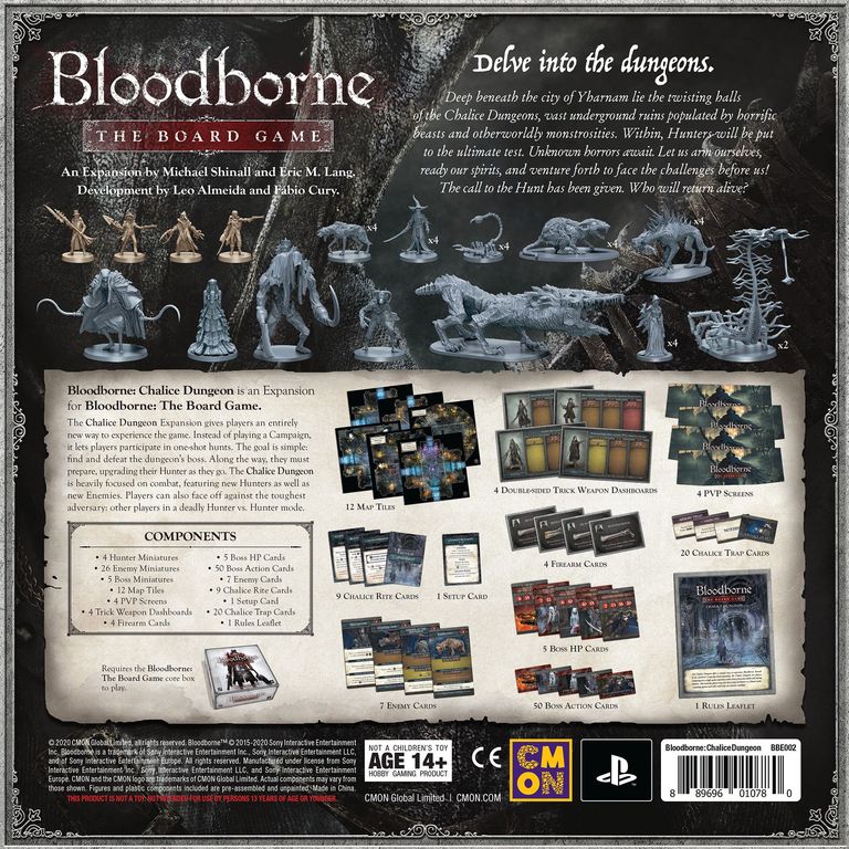 Bloodborne: The Board Game – Chalice Dungeon parte posterior de la caja