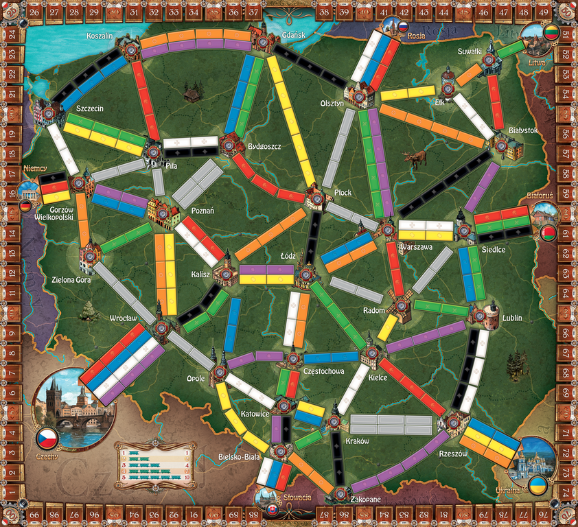 Ticket to Ride : Polska game board