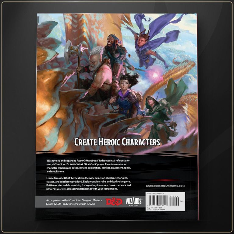 One D&D: Player's Handbook 2024 parte posterior de la caja