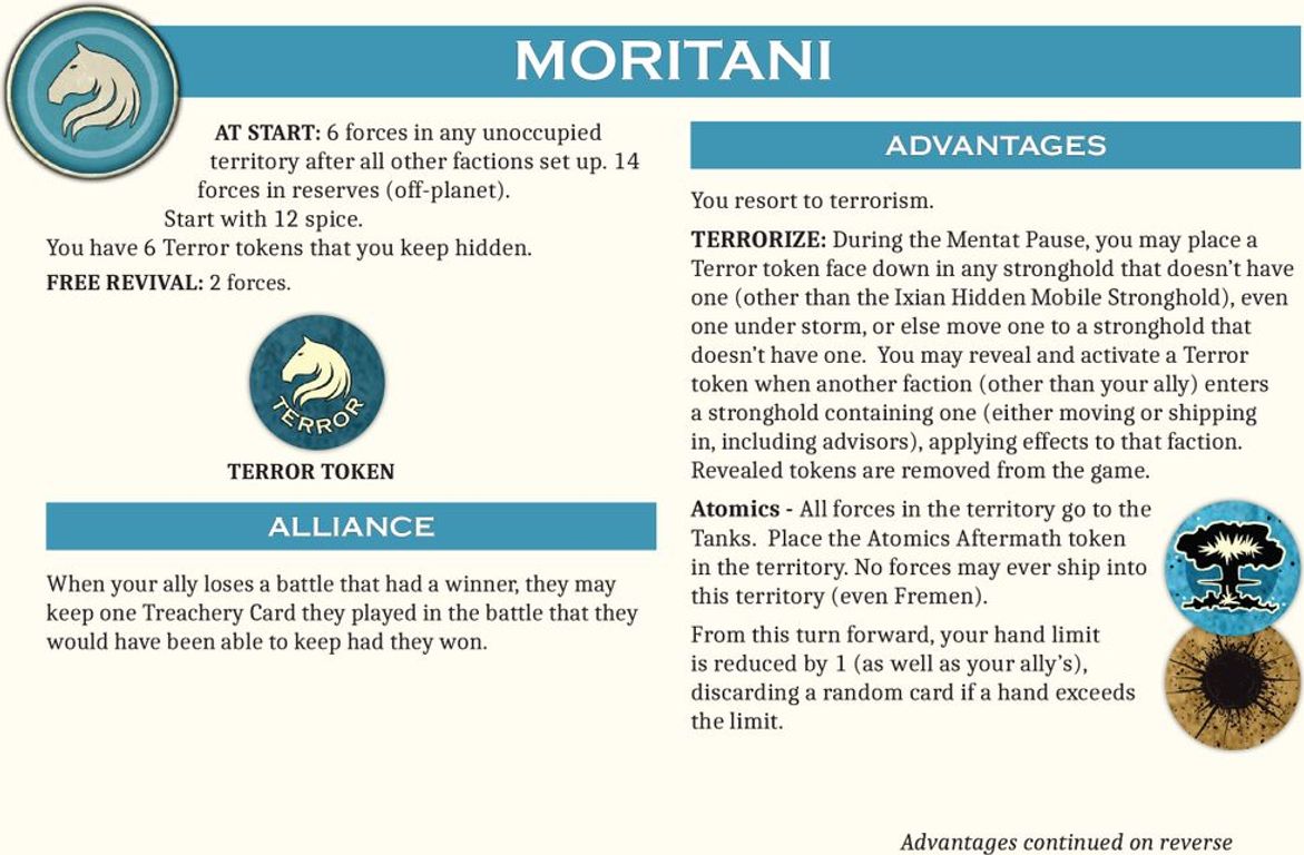 Dune: Ecaz & Moritani faction karte