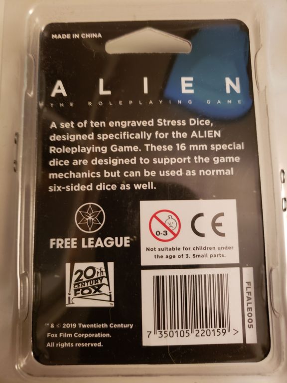 Alien Rpg: Stress Dice Set dos de la boîte