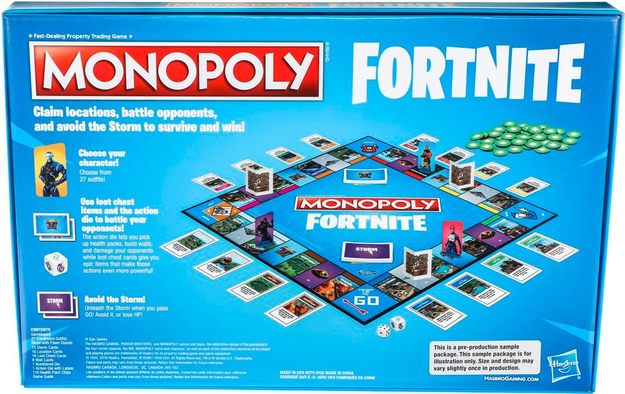 Monopoly: Fortnite rückseite der box