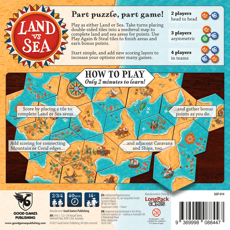 Land vs Sea parte posterior de la caja