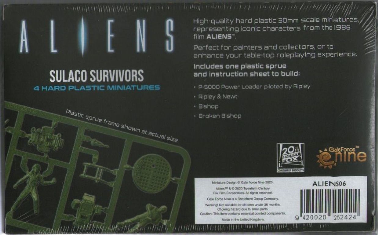 Aliens: Another Glorious Day in the Corps – Sulaco Survivors back of the box