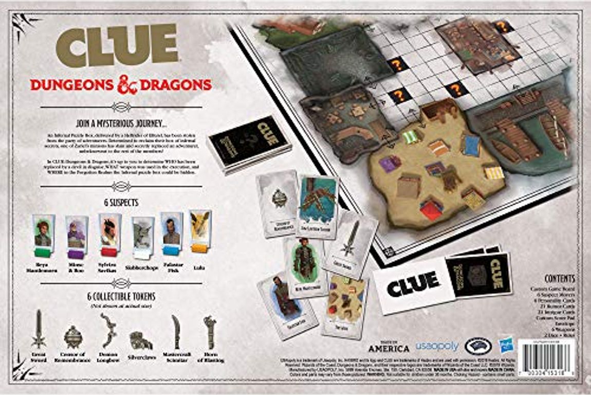 CLUE: Dungeons & Dragons parte posterior de la caja