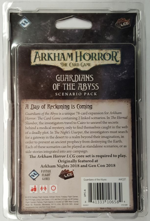 Arkham Horror: Das Kartenspiel – Wächter des Abgrunds: Szenario-Pack rückseite der box