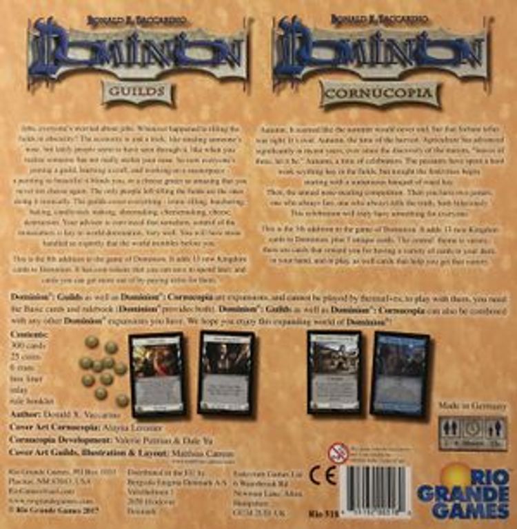 Dominion: Guilds & Cornucopia back of the box