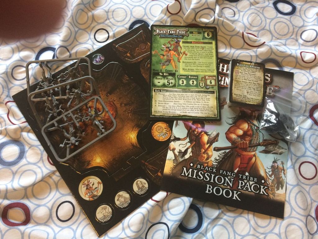 Shadows of Brimstone: Black Fang Tribe Mission Pack components