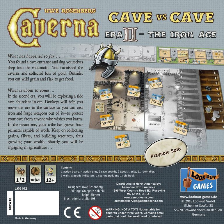 Caverna: Cave vs Cave - Era II: The Iron Age back of the box