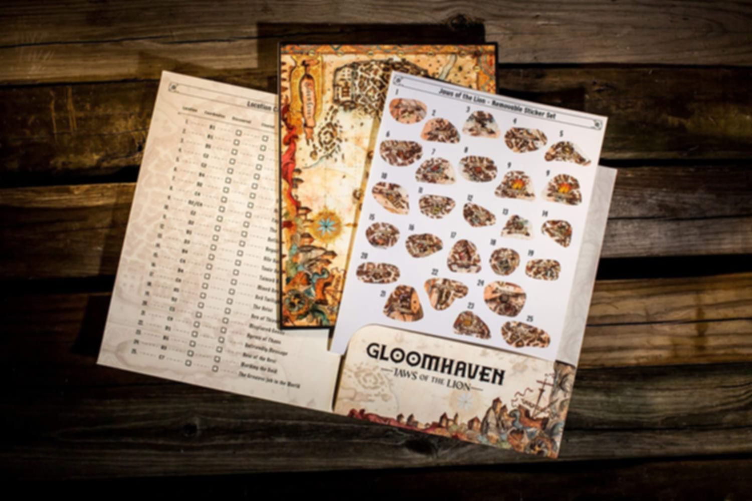 Gloomhaven Jaws of the Lion Removable Sticker Set components