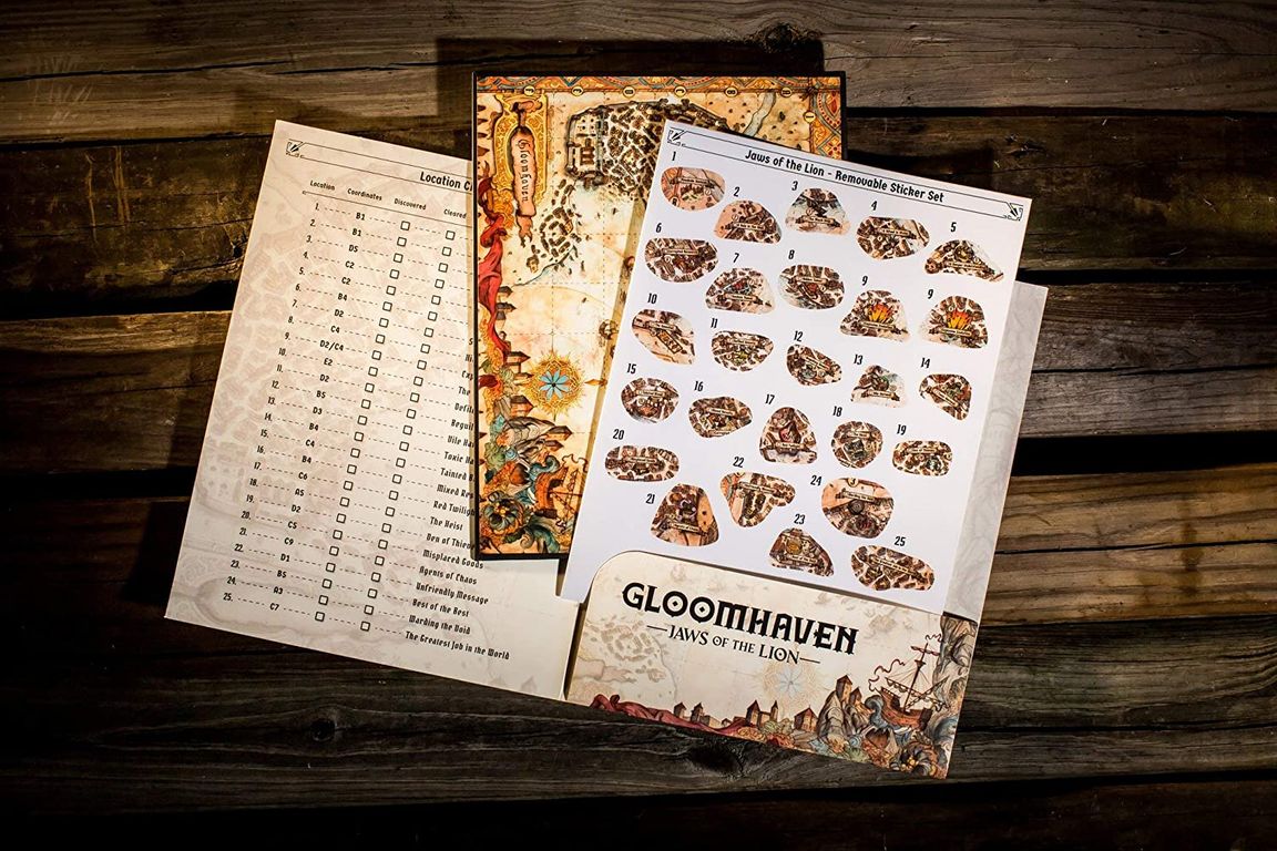 Gloomhaven Jaws of the Lion Removable Sticker Set componenti