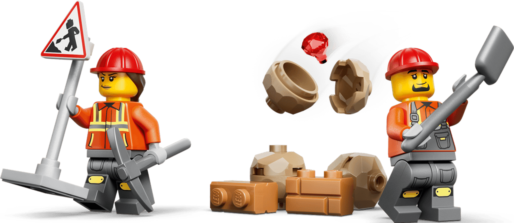 LEGO® City Yellow Backhoe Loader minifigures