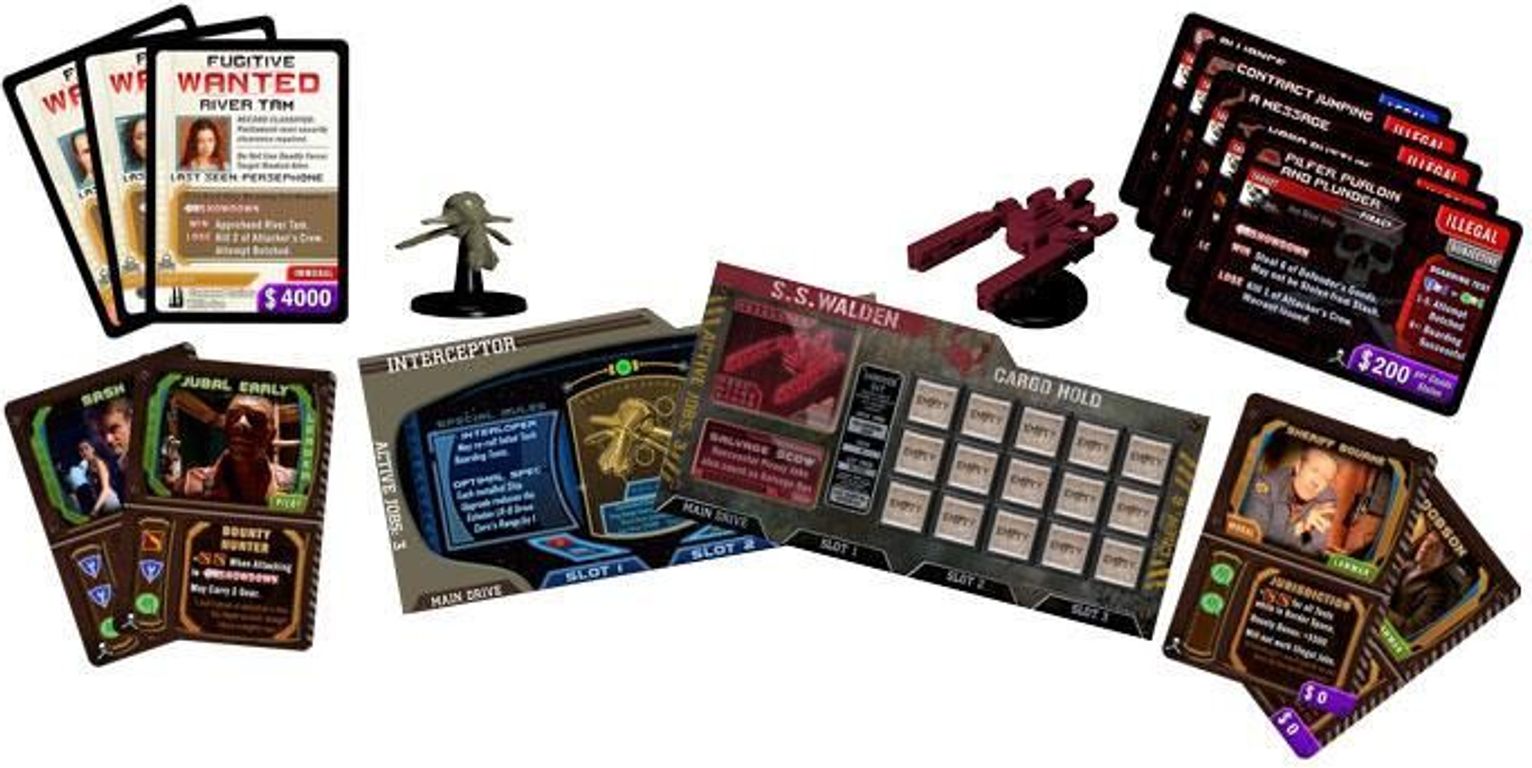 Firefly: The Game – Pirates & Bounty Hunters components