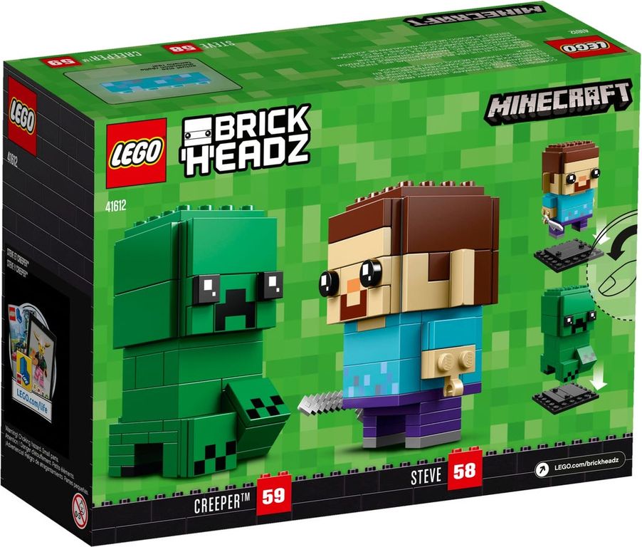 LEGO® BrickHeadz™ Steve & Creeper™ back of the box