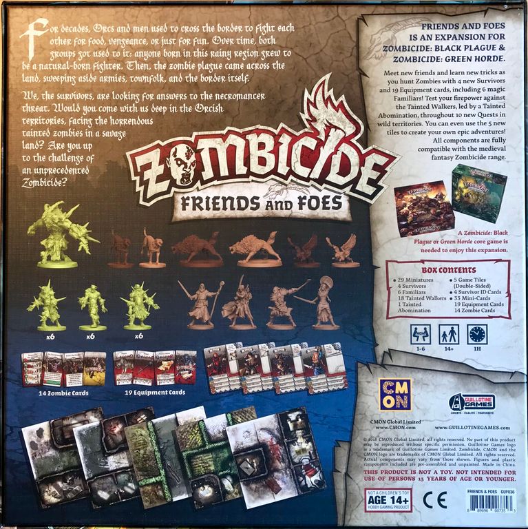 Zombicide: Green Horde – Friends and Foes back of the box
