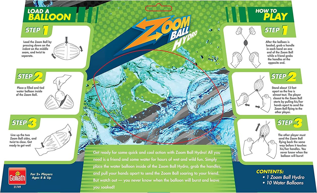 Zoomball Hydro back of the box