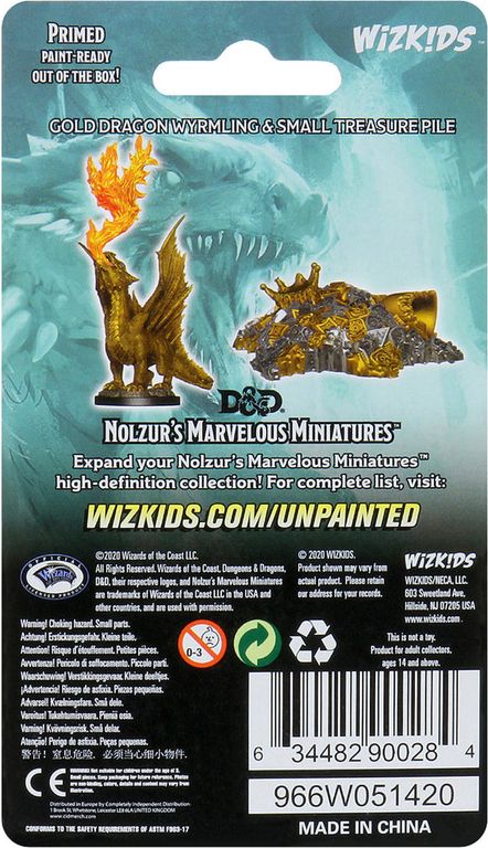 D&D Nolzur's Marvelous Miniatures - Gold Wormling & Treasure parte posterior de la caja