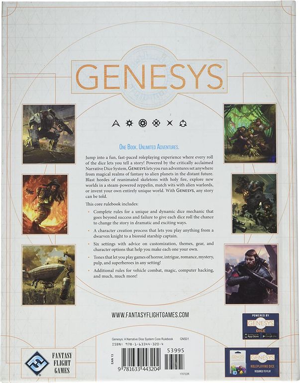 Genesys Core Rulebook back of the box