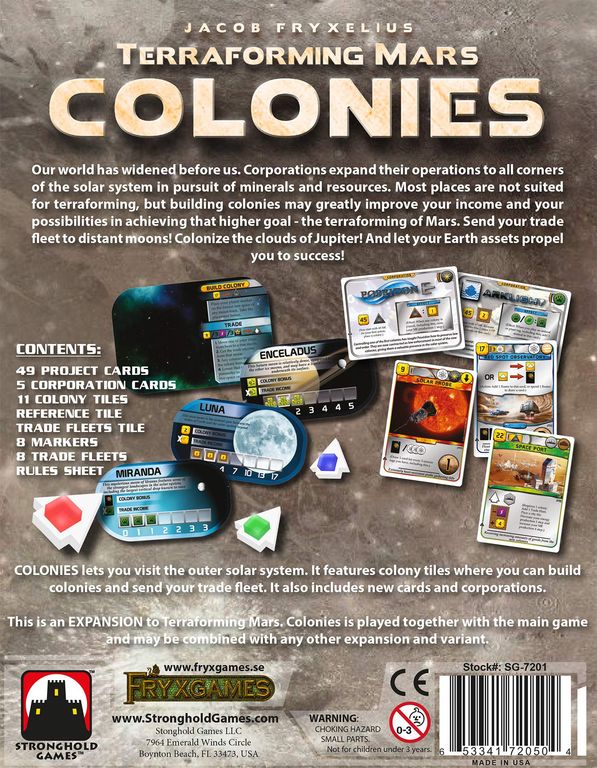 Terraforming Mars: Colonies back of the box