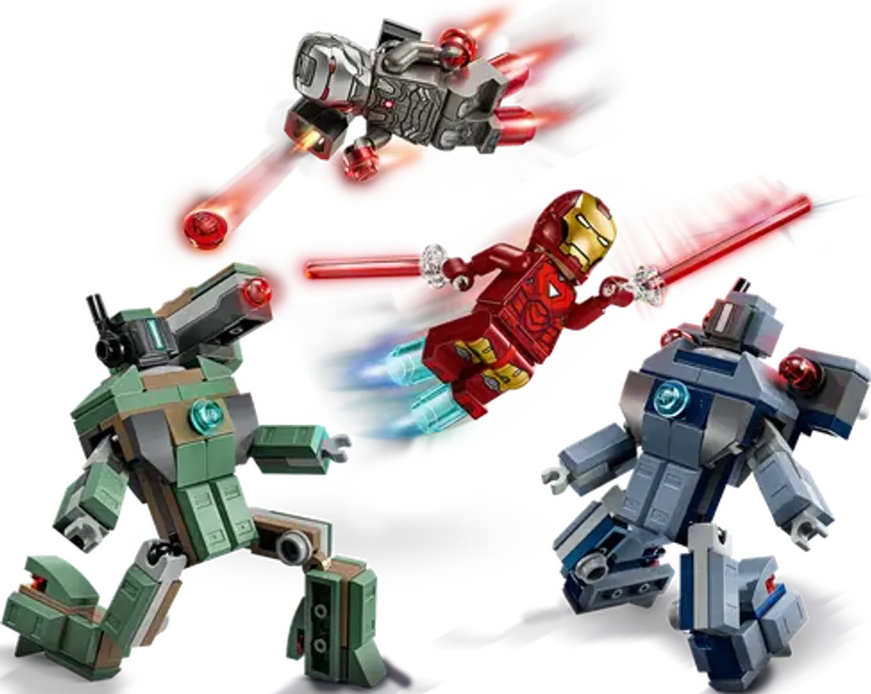 LEGO® Marvel Iron Man y Máquina de Guerra vs. Drones de Hammer partes