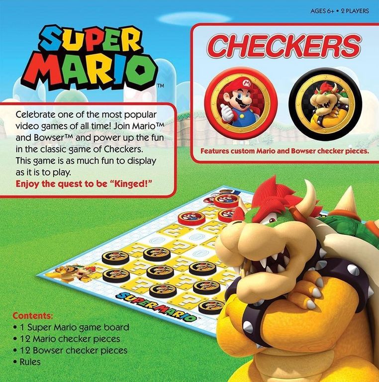 Checkers Super Mario vs Bowser parte posterior de la caja