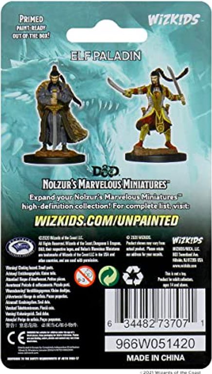 D&D Nolzur's Marvelous Miniatures - Male Elf Paladin dos de la boîte