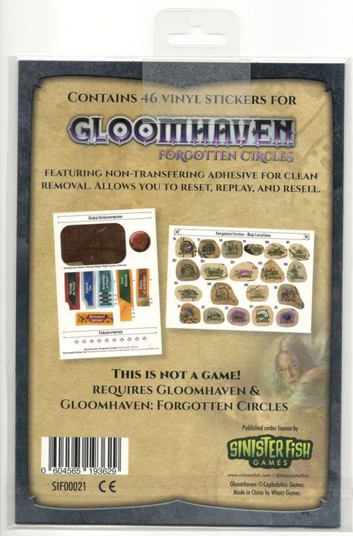 Gloomhaven: Forgotten Circles – Removable Sticker Set rückseite der box