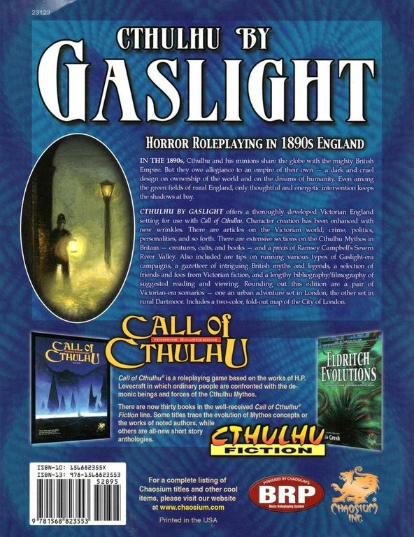 Cthulhu by Gaslight (3rd Edition) back of the box