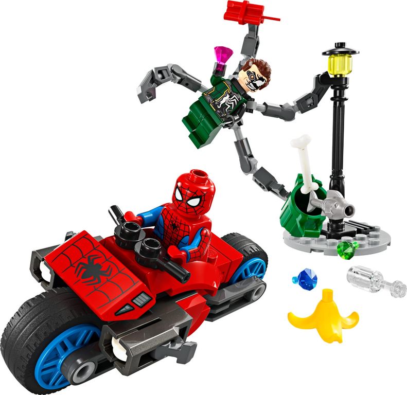 LEGO® Marvel Motorcycle Chase: Spider-Man vs. Doc Ock components