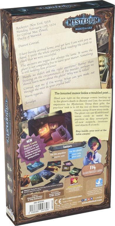 Mysterium: Secrets & Lies parte posterior de la caja