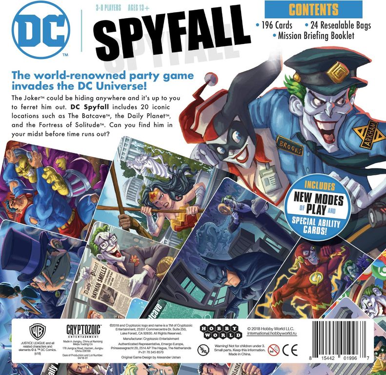 DC Spyfall back of the box