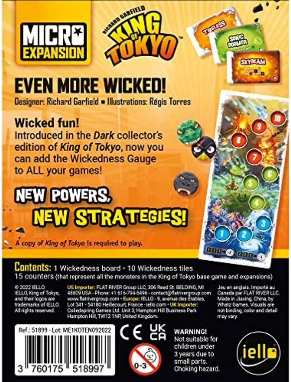 King of Tokyo: Even More Wicked! back of the box