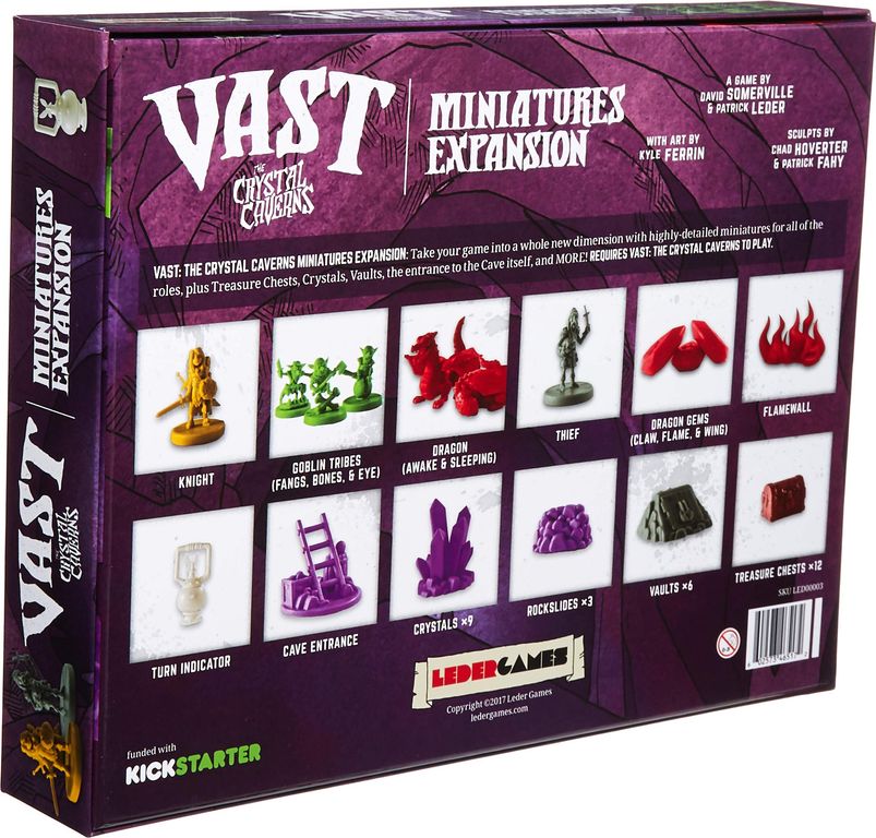 Vast: The Crystal Caverns - Miniatures Pack parte posterior de la caja