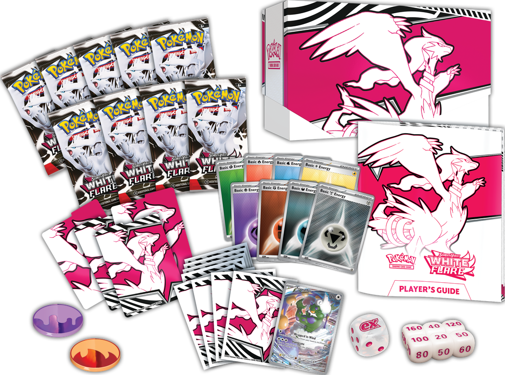 Pokémon TCG: Scarlet & Violet - Black Bolt/White Flare Elite Trainer Box components