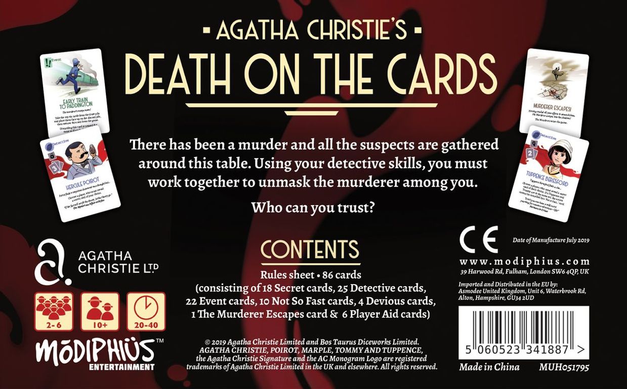 Agatha Christie: Death on the Cards achterkant van de doos